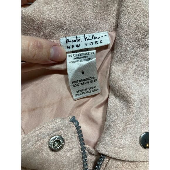Girls Nicole Miller faux suede pink moto jacket - Picture 4 of 4